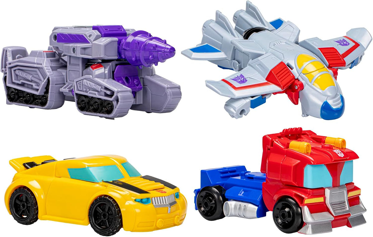 Transformers Toys Heroes vs Villains 4-Pack, Autobot and Decepticon 4.5-Inch Action Figures, Preschool Robot Toys for Kids Ages 3 and Up (Amazon Exclusive)