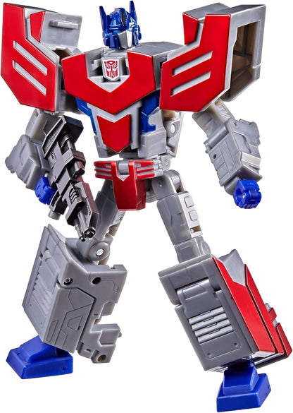 Transformers Icons Optimus Prime 6.75-Inch Voyager Class Action Figure that Converts to Autobot Logo Symbol, Display Stand, Robot Toys for Ages 8+