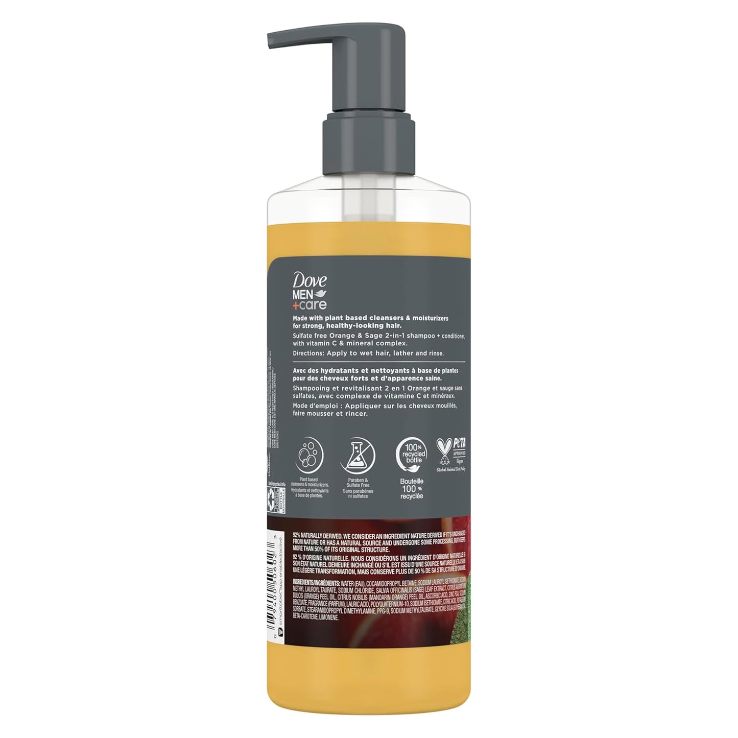 DOVE MEN CARE 2-in-1 Shampoo + Conditioner - Pure Fresh Orange & Sage with Vitamin C & Mineral Complex (2PK)