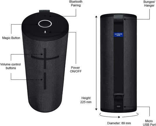 Ultimate Ears MEGABOOM 3 Draagbare Waterdigte Bluetooth-luidspreker - Grootmaat Verpakking - Nagswart