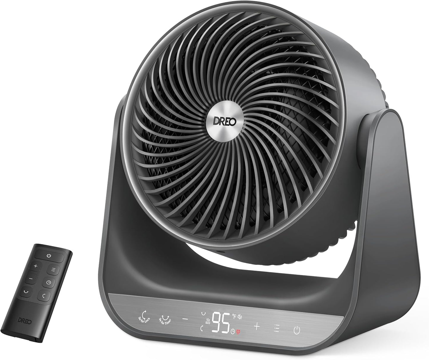 Verwarmer 714, 60° Vertikaal & 90° Horisontaal 3D Ossillerende Verhitting, 12 vt/s Langafstand-sirkuleerder, 3 Hitte- en 3 Waaierverstellings, vir Binnenshuis - Grys