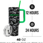 Insulated Stainless Steel Tumbler w/ Reusable Straw & Leak-Proof Lid Easy Carry Handle 40oz (Minecraft)