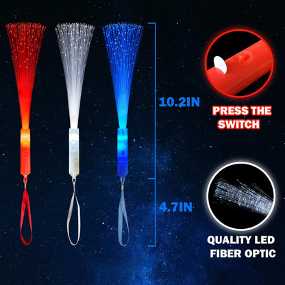 Bulk Party Favors Supplies for Kids-48 Pack, 250th Anniversary Accessories Red White Blue Glow Sticks, Patriotic Light Up Toys Games Decorations