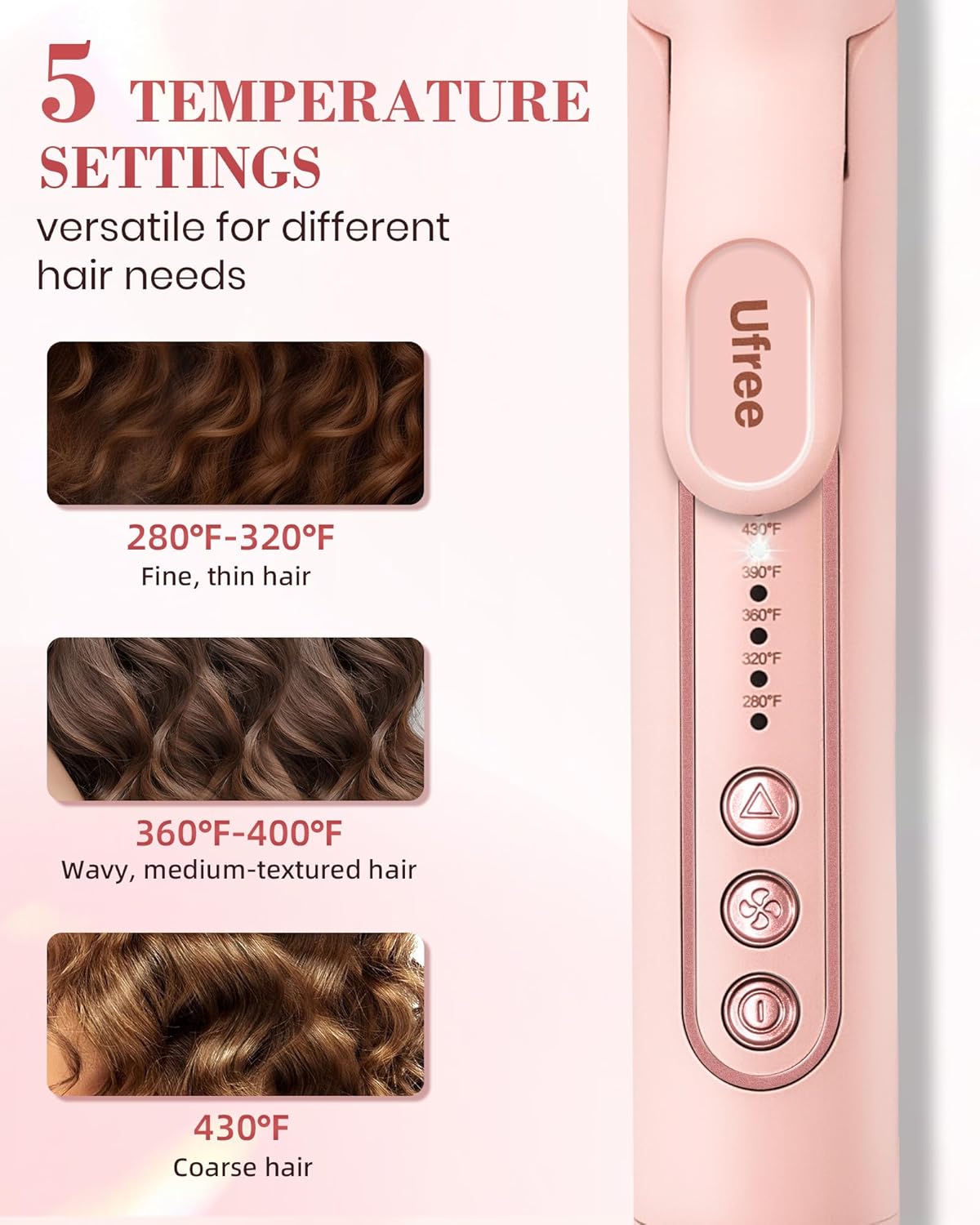 Airflow Curling Iron, 360° Cool 2 in 1 Flat Iron Hair Straightener & Curler for Lasting Curls, 1.25 Inch Curling Wand, 5 Temps for Long & Short Hair, Women Gifts, Anti-Scald
