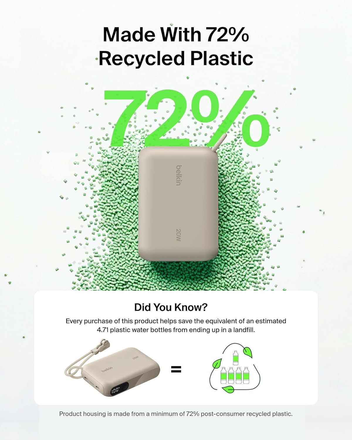 Portable Charger Slim 10,000mAh USB-C Power Bank - (Sand)