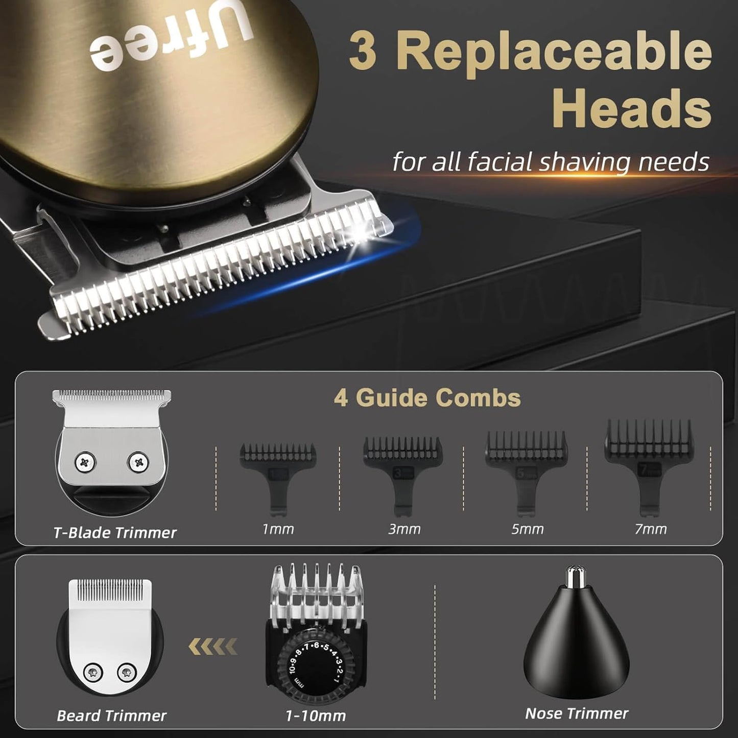 Hair Clippers for Men Professional with Beard Trimmer, Barber Clippers and Trimmers Set, Electric Razor Shavers for Men, Cordless Mens Grooming Kit for Nose, Face, Hair, Gifts