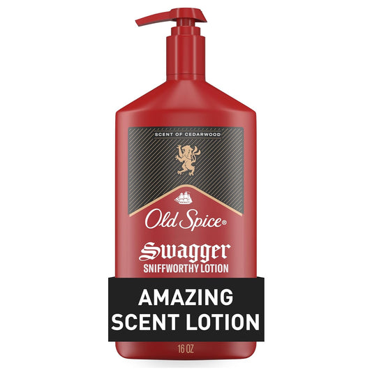 Old Spice Hand, Face & Body Lotion for Men, 24/7 Lightweight Moisturization w/ Amazing Scent - Swagger with Cedarwood Scent -16 oz (2PK)
