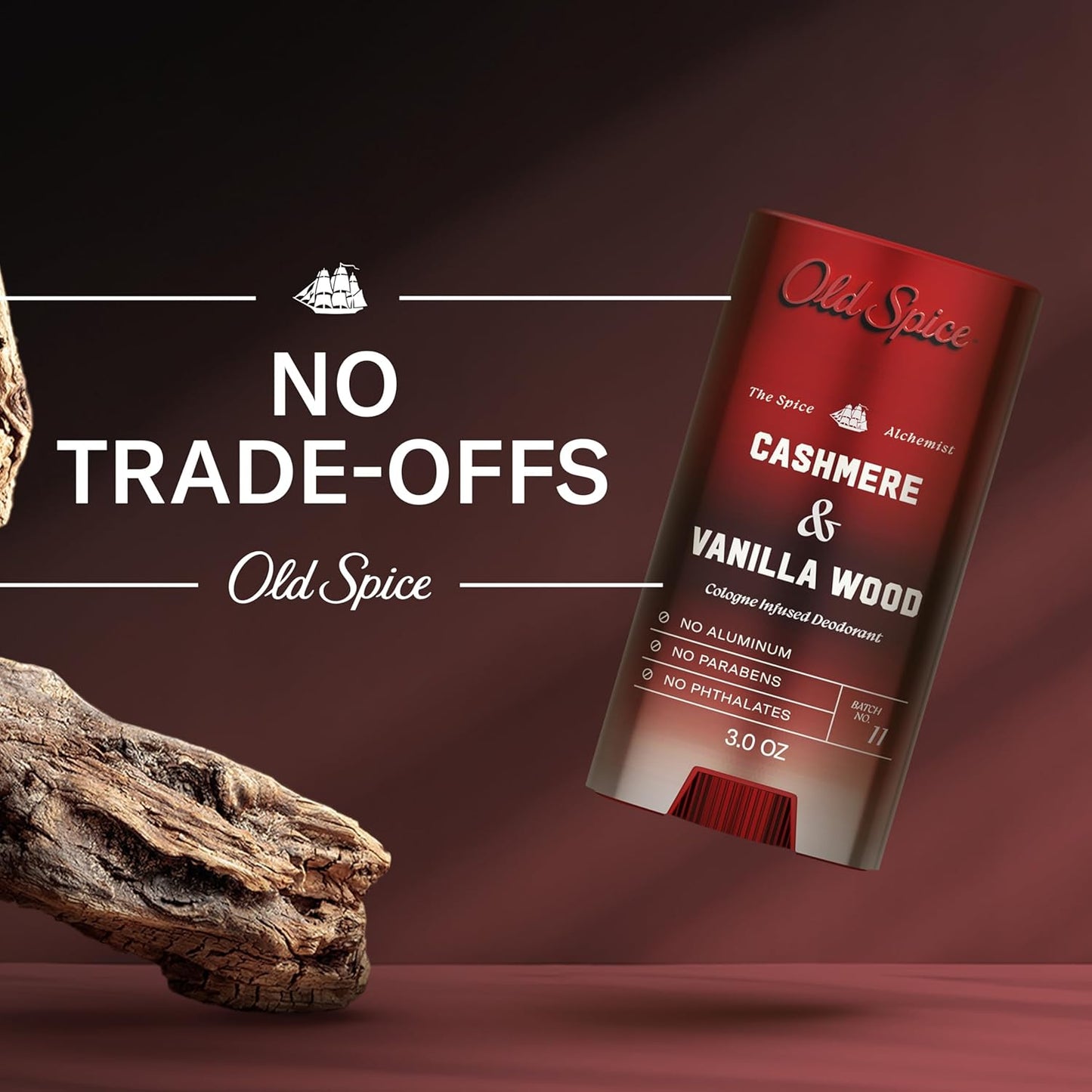 Old Spice Aluminum Free Deodorant for Men, The Spice Alchemist Collection, 24/7 Cologne Infused Scent - Cashmere + Vanilla Wood Scent