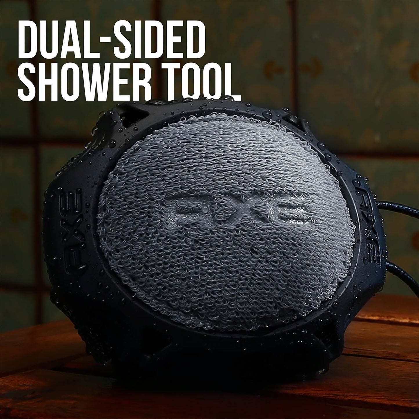 AXE Mens Shower Scrubber Tool, 2-Sided Detailer, Gray Color, Mesh Side for Lathering, Exfoliator for Smoothing Dry, Rough Skin - (Pack of 2)