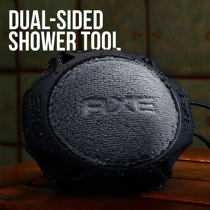 AXE Mens Shower Scrubber Tool, 2-Sided Detailer, Gray Color, Mesh Side for Lathering, Exfoliator for Smoothing Dry, Rough Skin - (Pack of 2)