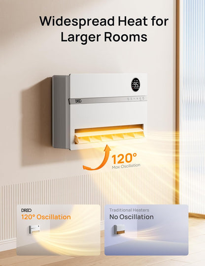 Dreo Slimline Slim Verhitter, Elektriese Ruimteverwarmer 1500W, 120° Vertikale Ossillasie, Verstelbare Termostaat, Afstandsbeheer, 24H-tydhouer Werk met Alexa