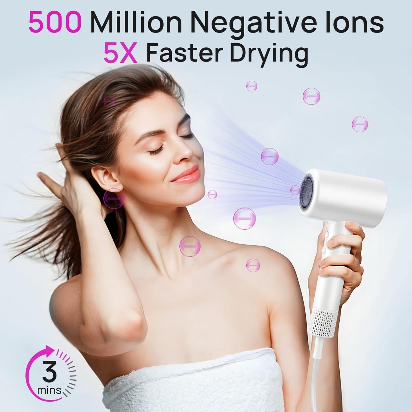 CONFU Haardroër, 110000 RPM Vinnigdraaiende Haardroër met Magnetiese Diffuser en Konsentrator, Professionele Liggewig Ioniese Haardroër vir Vroue en Mans