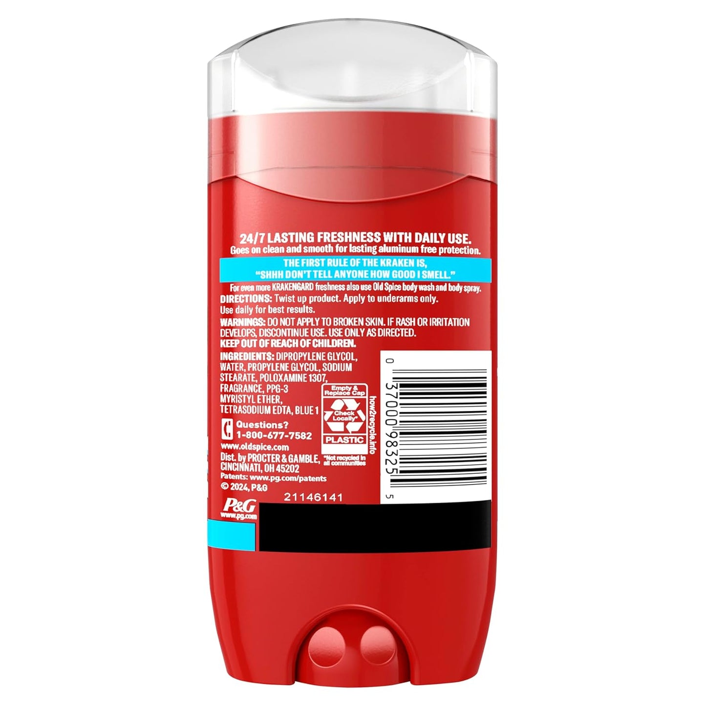 Old Spice Aluminum Free Deodorant for Men, 24/7 Odor Protection, 24/7 Freshness & Lasting Scent - Krakengard w/ Deep Ocean Scent (Pack of 3)