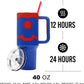 Insulated Stainless Steel Tumbler w/ Reusable Straw & Leak-Proof Lid Easy Carry Handle 40oz (Blue)