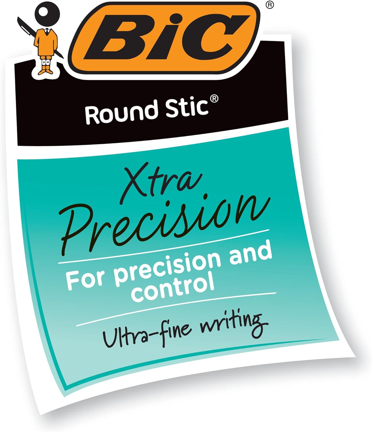 BIC Round Stic Xtra Precision Fine Blue Ballpoint Pens, Medium Point (0.8 mm), 12CT (Pack of 3)
