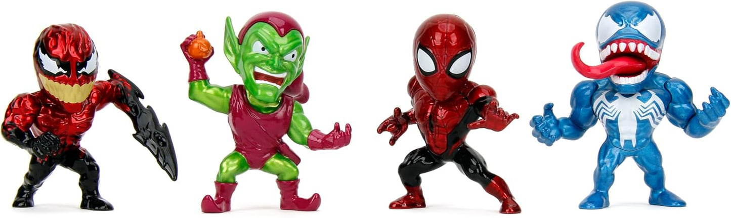 New Spider-Man 4-Pack – Collectible 2.5” Metal Figures – Spider-Man, Green Goblin, Toxin, Venom – Classic Marvel Heroes,
