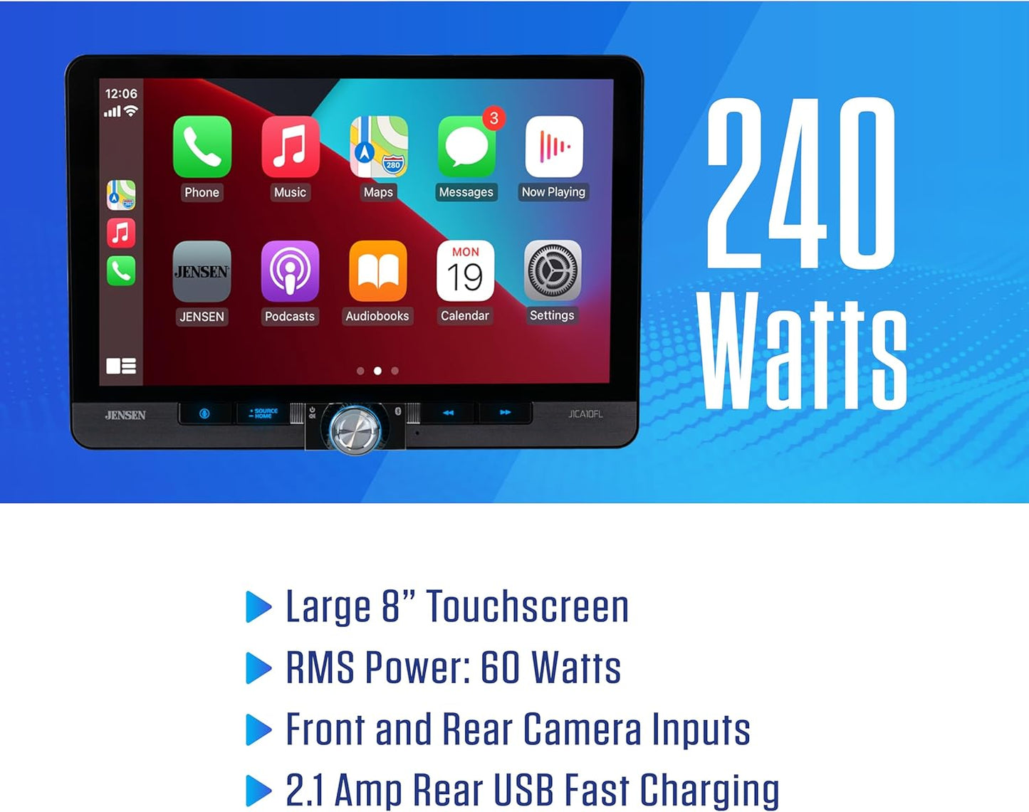 10.1" Single / Double DIN  Apple CarPlay Android Auto Wired or Wireless Touchscreen Car Stereo Radio Bluetooth, Front & Rear Camera Inputs