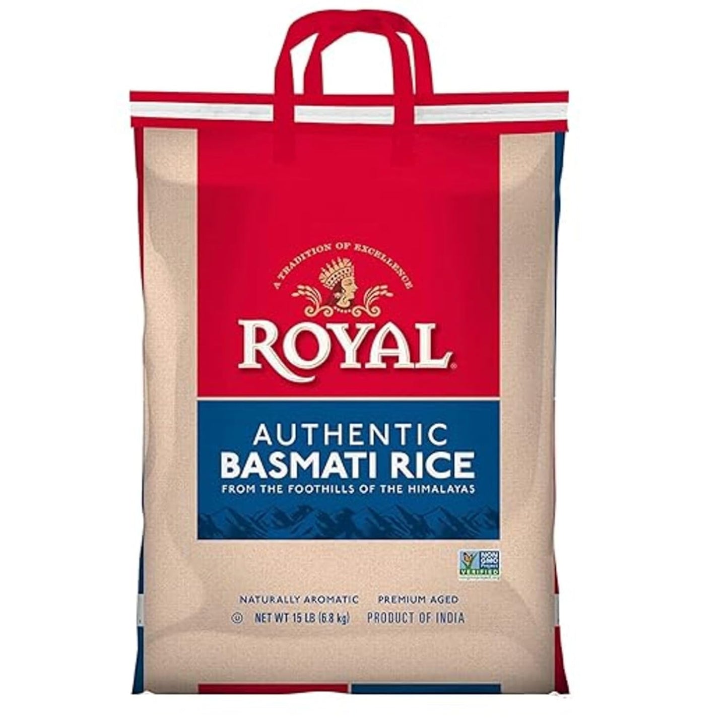 Authentic Royal - Naturally Aged Long Grain Indian White Basmati Rice (15 lbs)