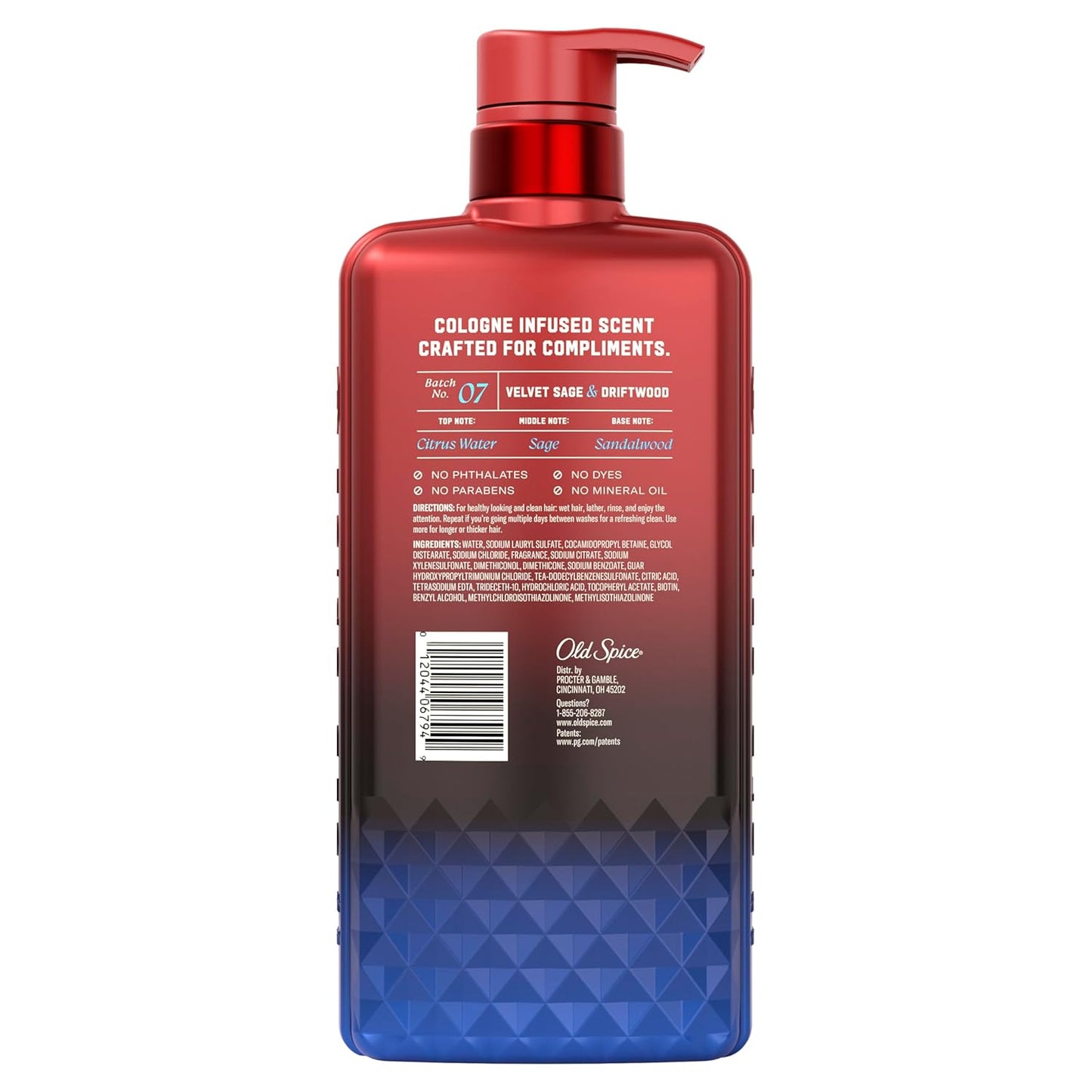 Old Spice Men's Shampoo, The Spice Alchemist Collection, 24/7 Cologne-Infused Velvet Sage & Driftwood Scent, Free of Parabens & Phthalates