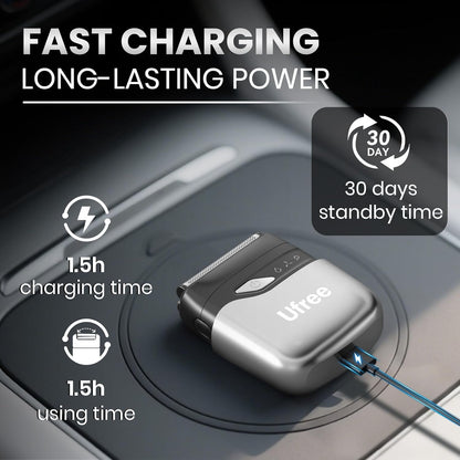 Foil Shaver for Men, Electric Razor with 2 Foil Heads, IPX7 Waterproof Electric Shaver, Wet Dry Cordless Razor, Chargeable Portable Shavers for Men, Silver