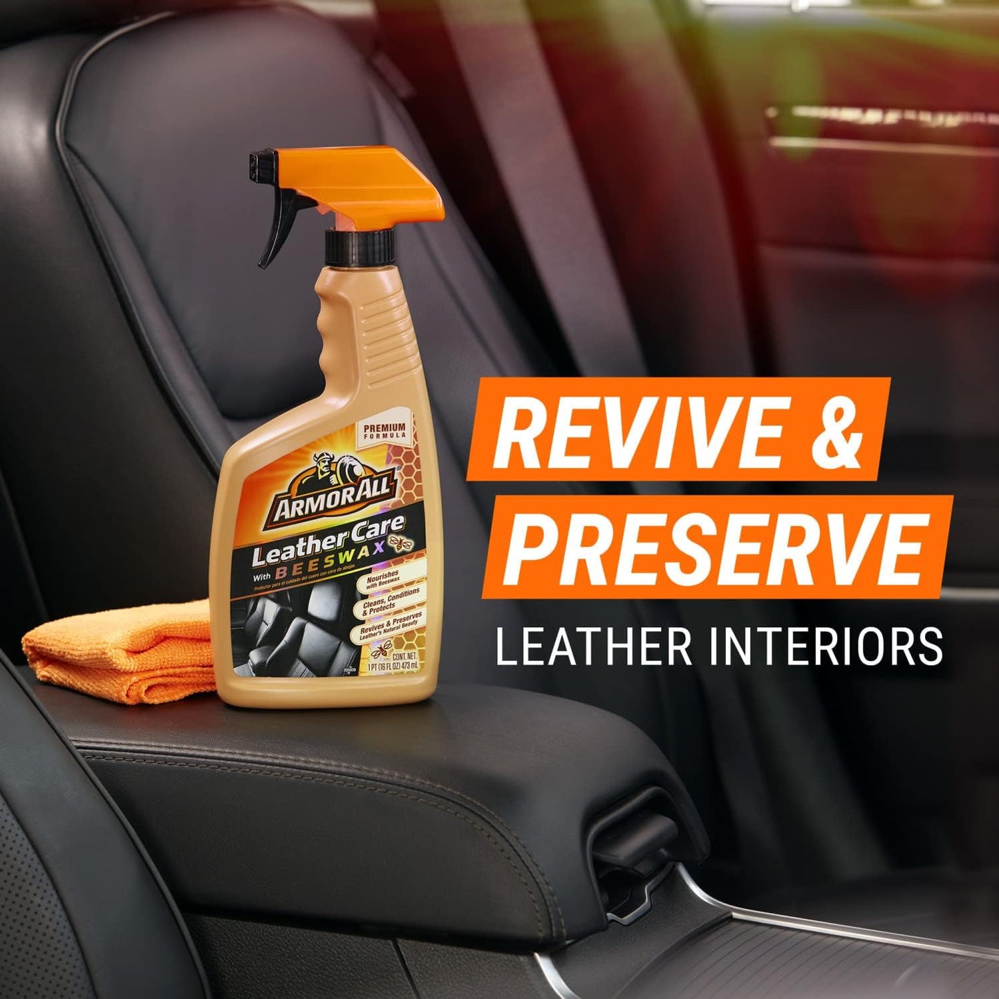 Armor All Karleer Skoonmaker Spuit, Byewas Leersorgspuit vir Motors, Vragmotors, Motorfietse (473 ml)
