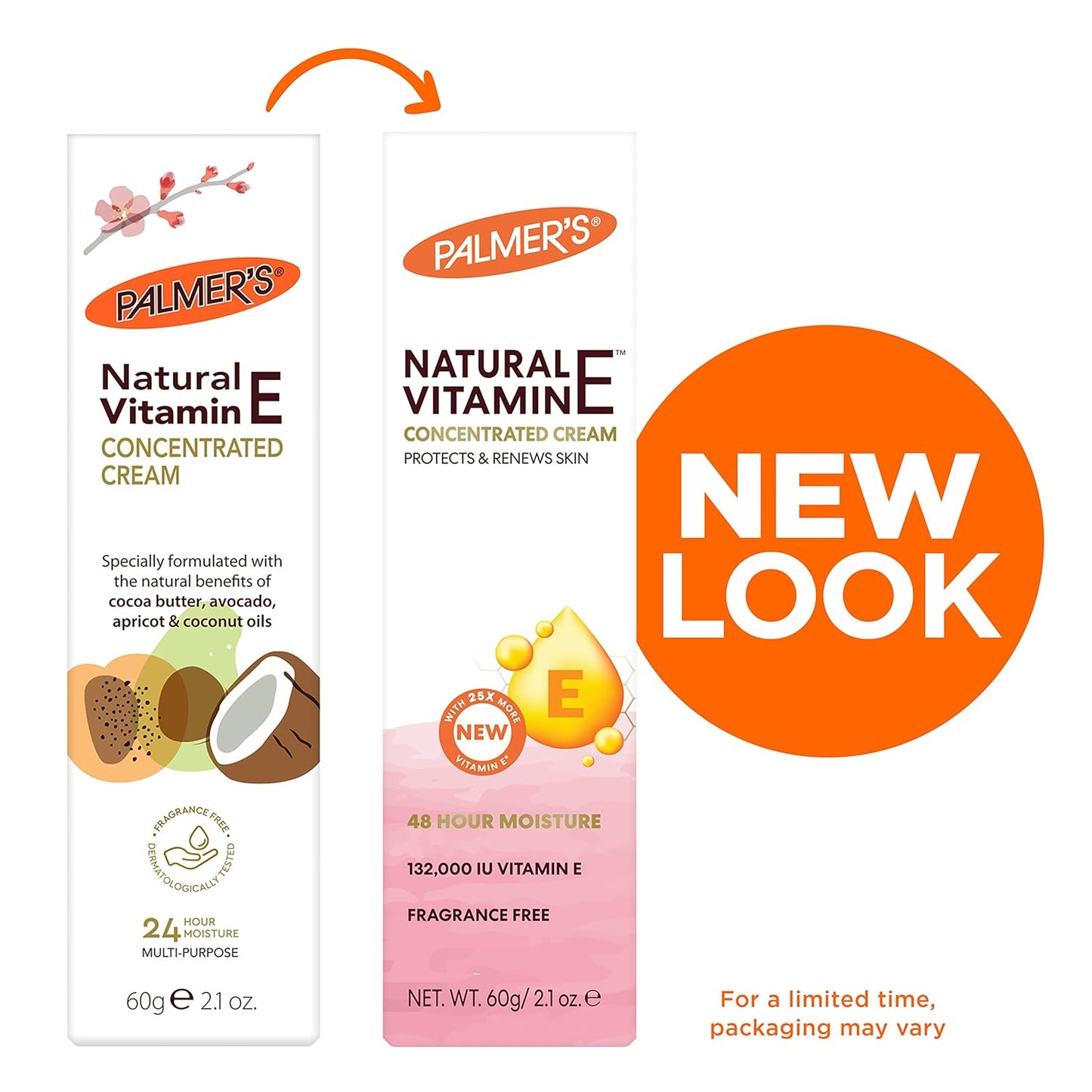 Palmer's Natural Vitamin E Concentrated Cream Protects and Renew Skin - 2.1 oz (Pack of 2)