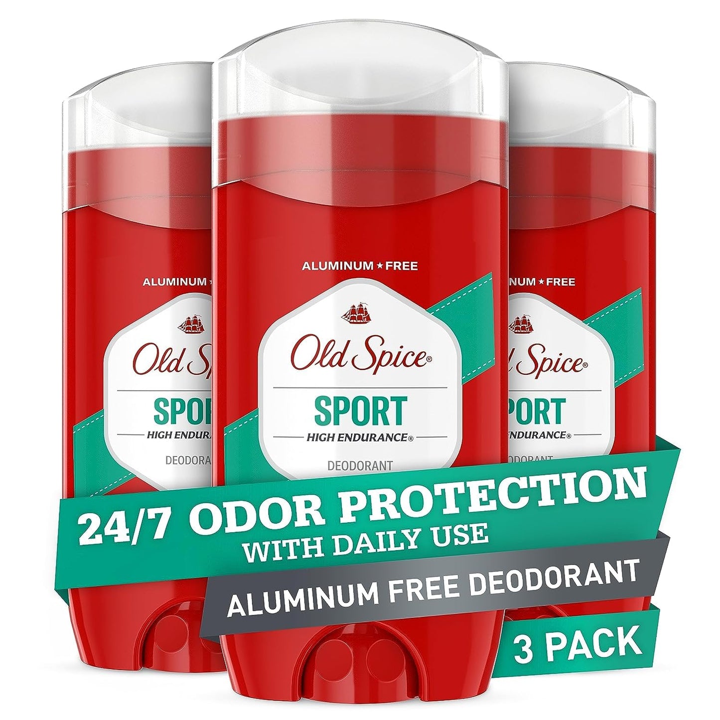 Old Spice Aluminum Free Deodorant For Men, 24/7 Sweat Defense & Odor Protection - Sport Scent - 3.0 oz (Pack of 3)