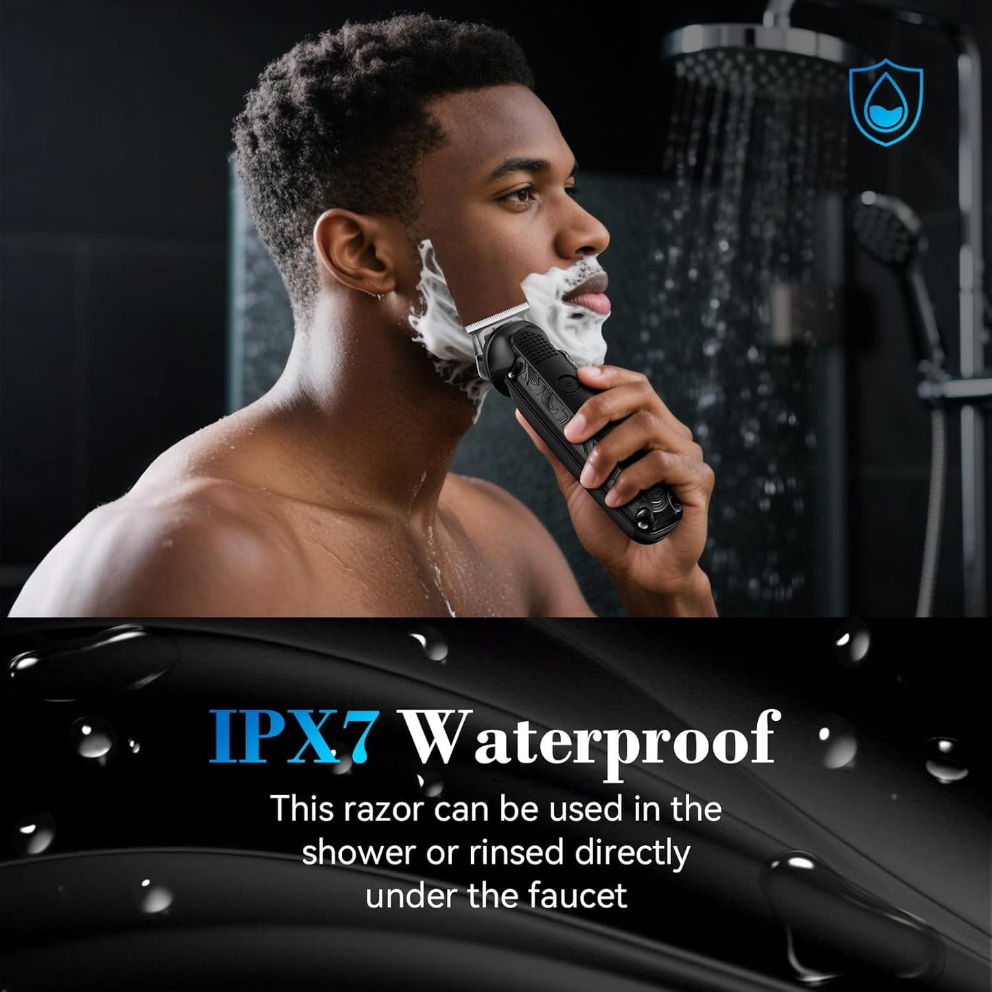 Beard Trimmer for Men, IPX7 Waterproof Electric Shaver Razor, Hair Trimmer for Nose, Body, Face and Mustache, Cordless Hair Clipper Grooming Kit, Gifts for Men
