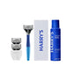 Shaving Kit for Men - Razor Handle, 3 Razor Blade Refills, Foaming Shave Gel, and Travel Blade Cover - Ocean Blue