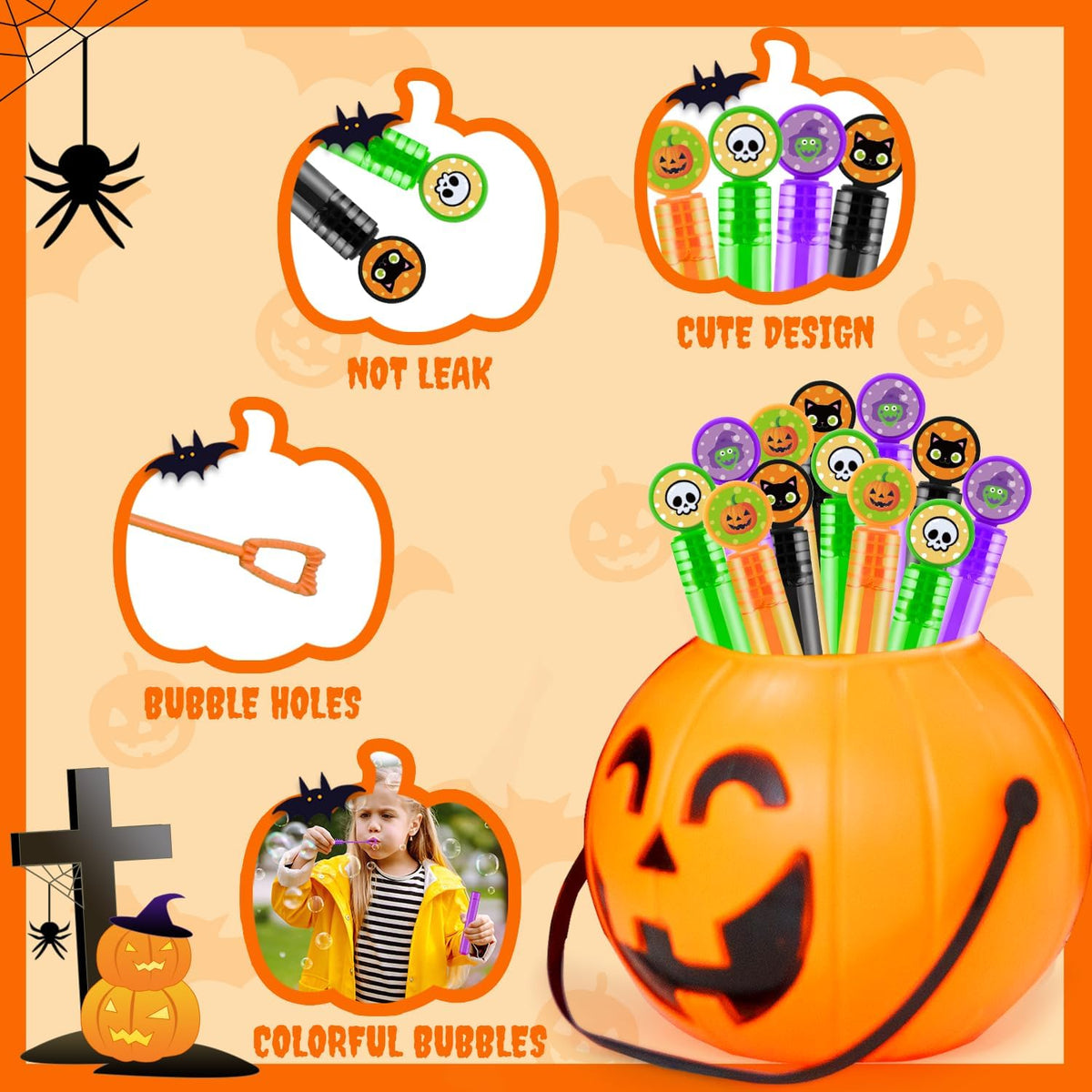 32-200 PCS Halloween Mini Bubbles Toys, Boo Basket Gift Bag Fillers Toddler