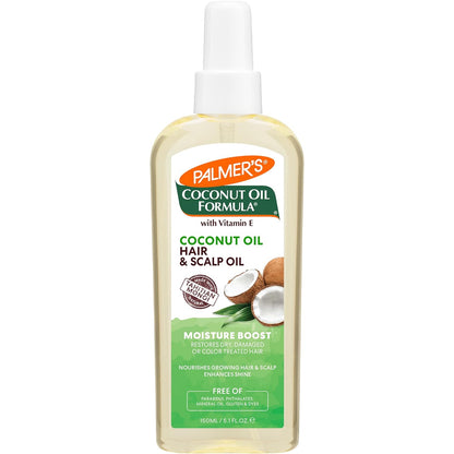 Palmer's Coconut Oil Moisture Boost, Restorative Hair and Scalp Oil Spray, Lasting Hydration and Shine for Dry or Damaged Hair, Promotes Scalp Health ( 5.1 Oz)