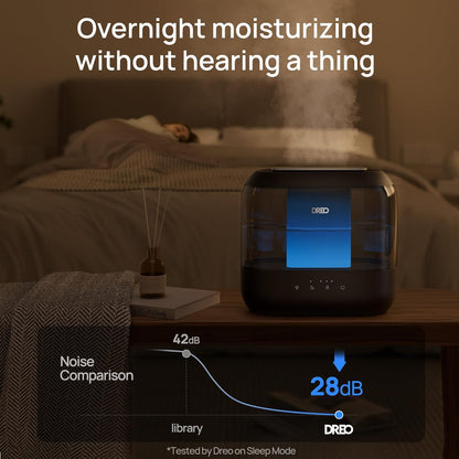Lugbevochtigers vir Slaapkamer, 36H Looptyd, 28 dB Stil Koelmis Supersized Lug vir Groot Kamer, Naglig - Swart