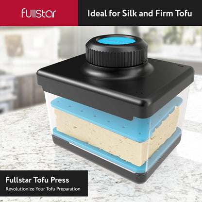 Fullstar 2-in-1 Tofupers & -snyer, Skottelgoedwasser-veilig, BPA-vry, Pershouer vir Ekstra-stywe & Sygladde Tofu (Blou)