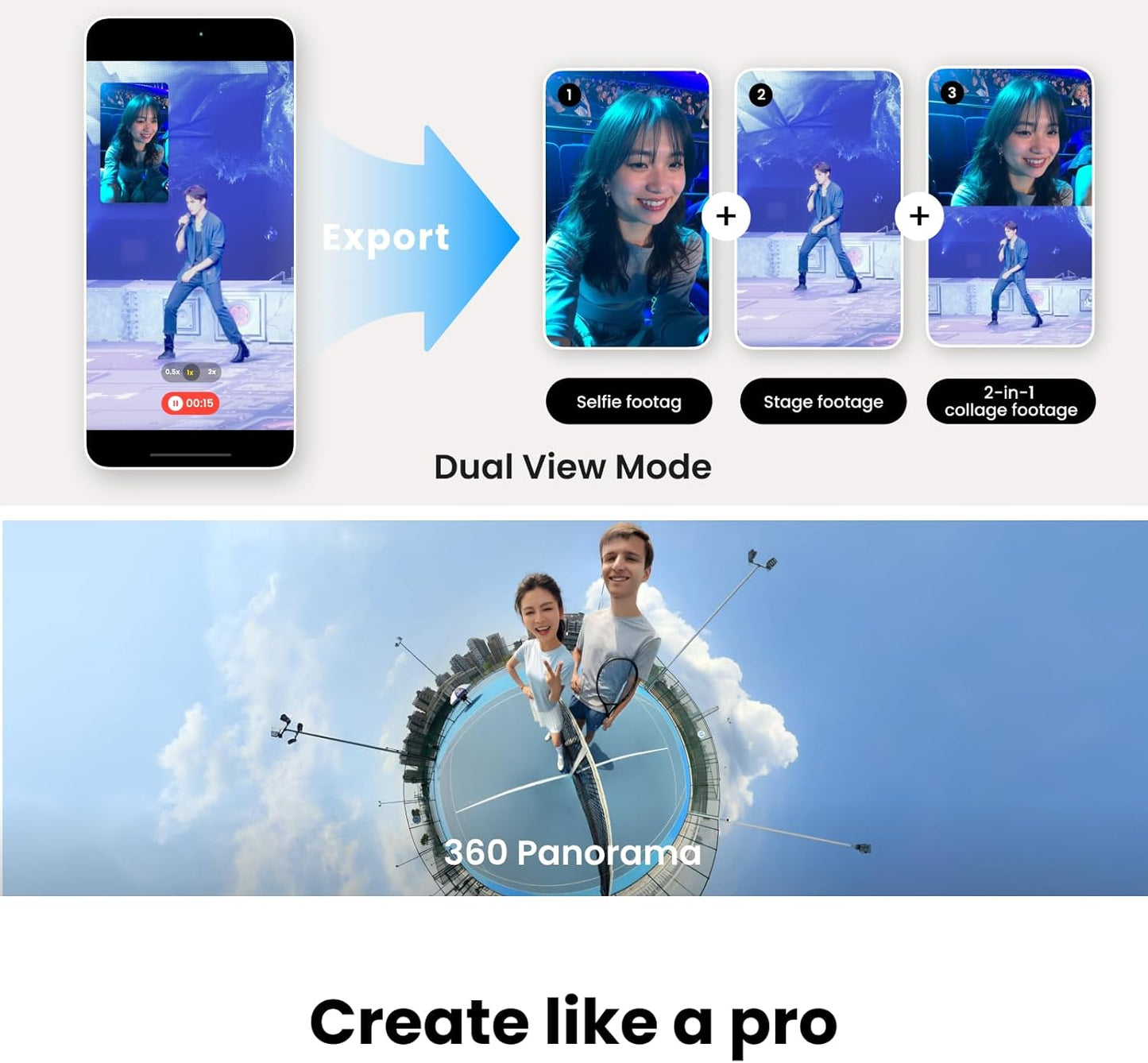 Insta360 Flow 2 Pro White - Industry-First AI Phone Gimbal with Apple DockKit, Pioneering 360º Pan Tracking, Free Tilt, Built-in Tripod/Selfie Stick, Portable Vlog/Travel Stabilizer