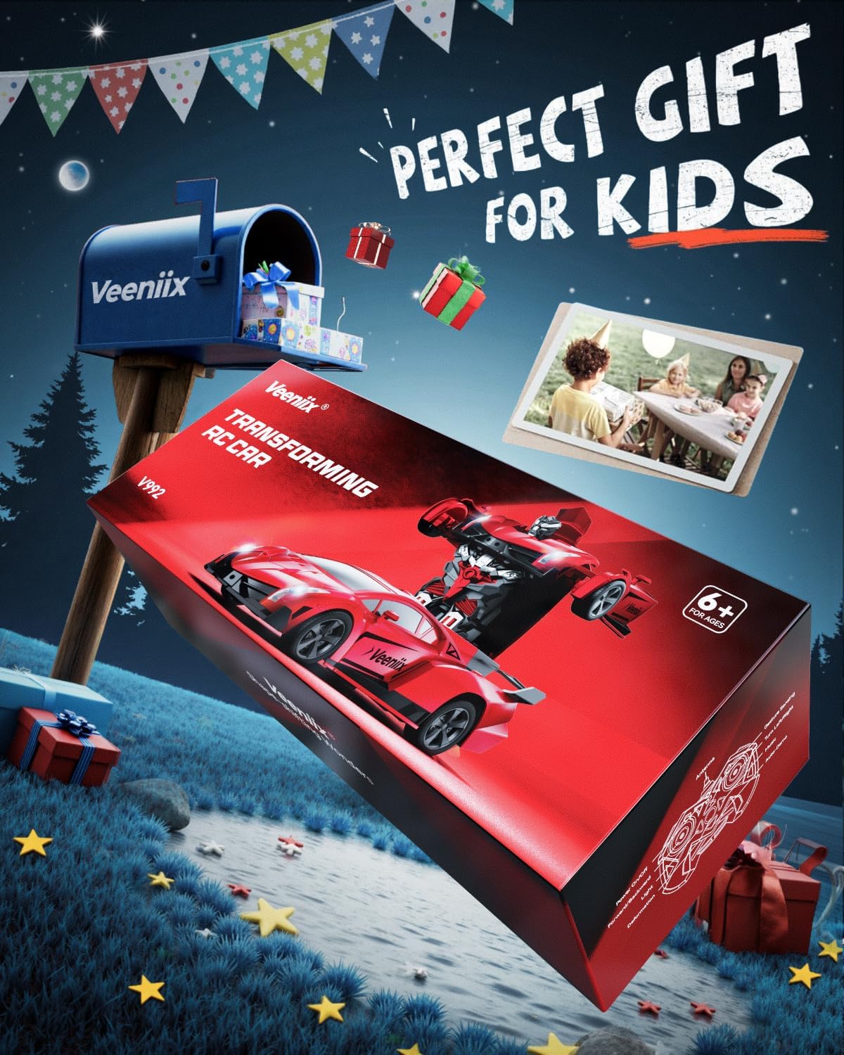 V992 Transform Remote Control Robot RC Cars 2-in-1 Robot Toy Car with Sound & Light,Gesture Sensing,Automatic Deformation (Red)