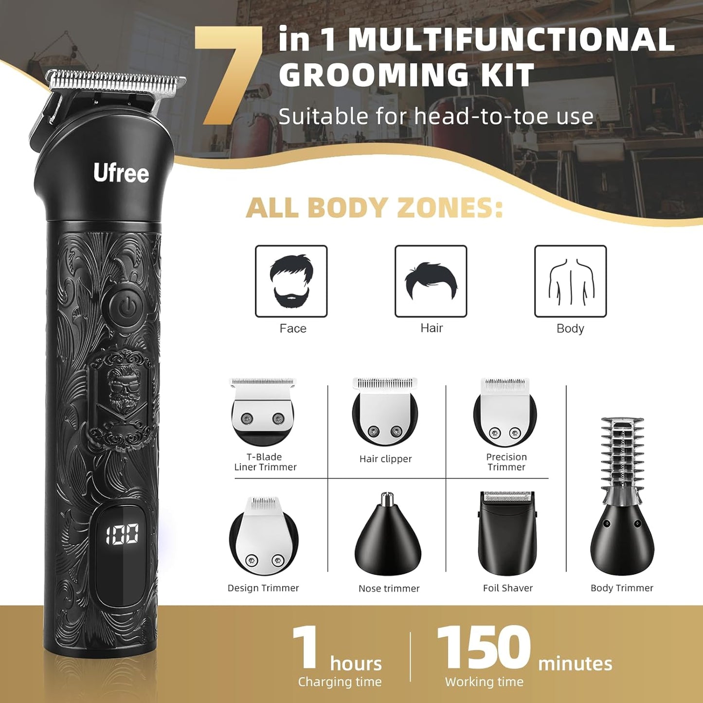 Beard Trimmer for Men, Foil Shaver with 2 Foil Heads, IPX7 Waterproof Electric Shaver, Wet Dry Cordless Razor