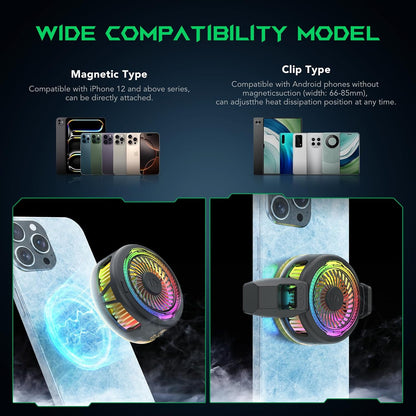 Black Magnetic Phone Cooler for Gaming with RGB Lights, Portable Magnetic Cooling Fan with App Control for iPhone Magnetic Series and iPad (Copy)