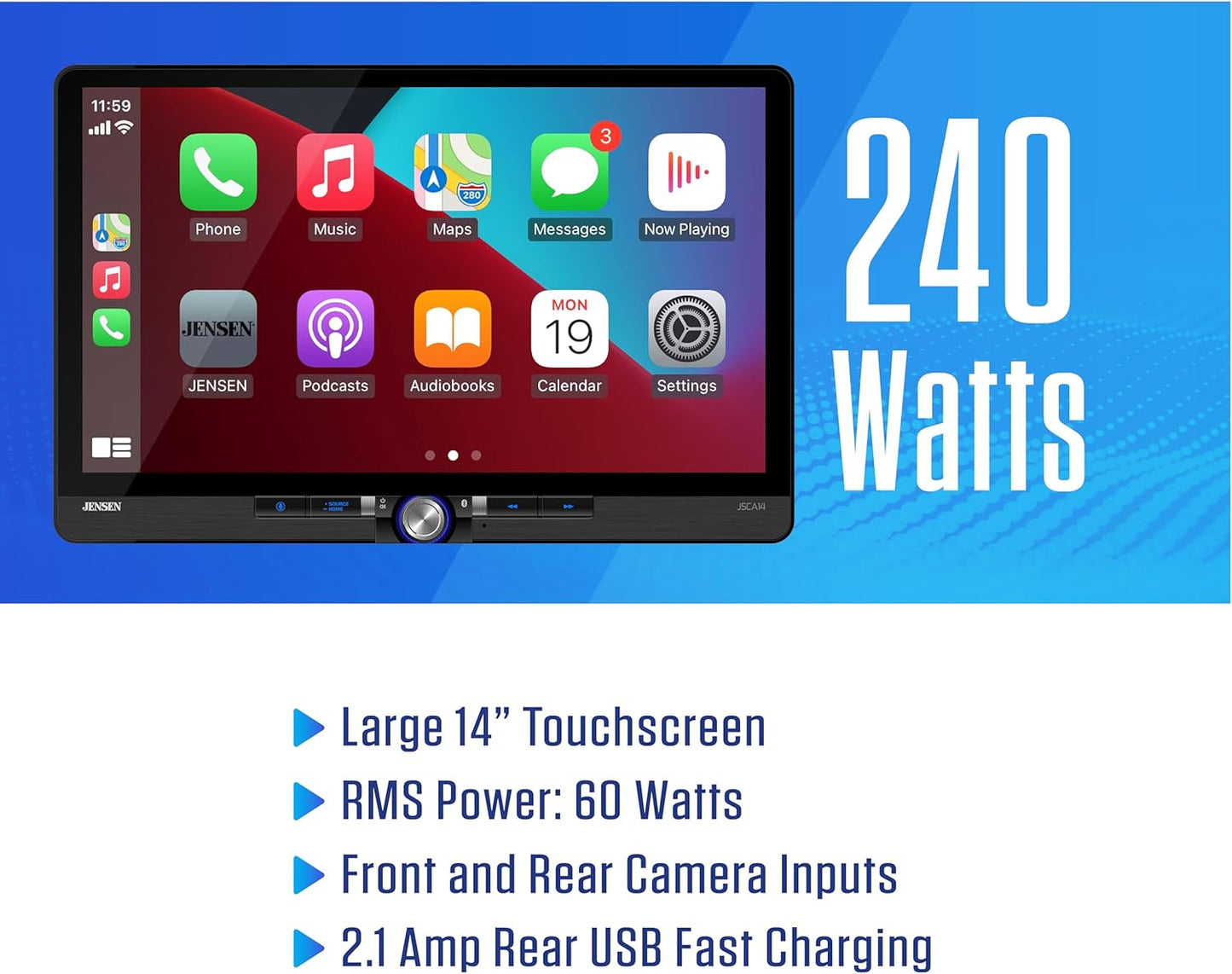 Single & Double DIN 14" Apple CarPlay Android Auto Wired or Wireless Car Stereo | SiriusXM Ready  Bluetooth  Front & Rear Camera Inputs