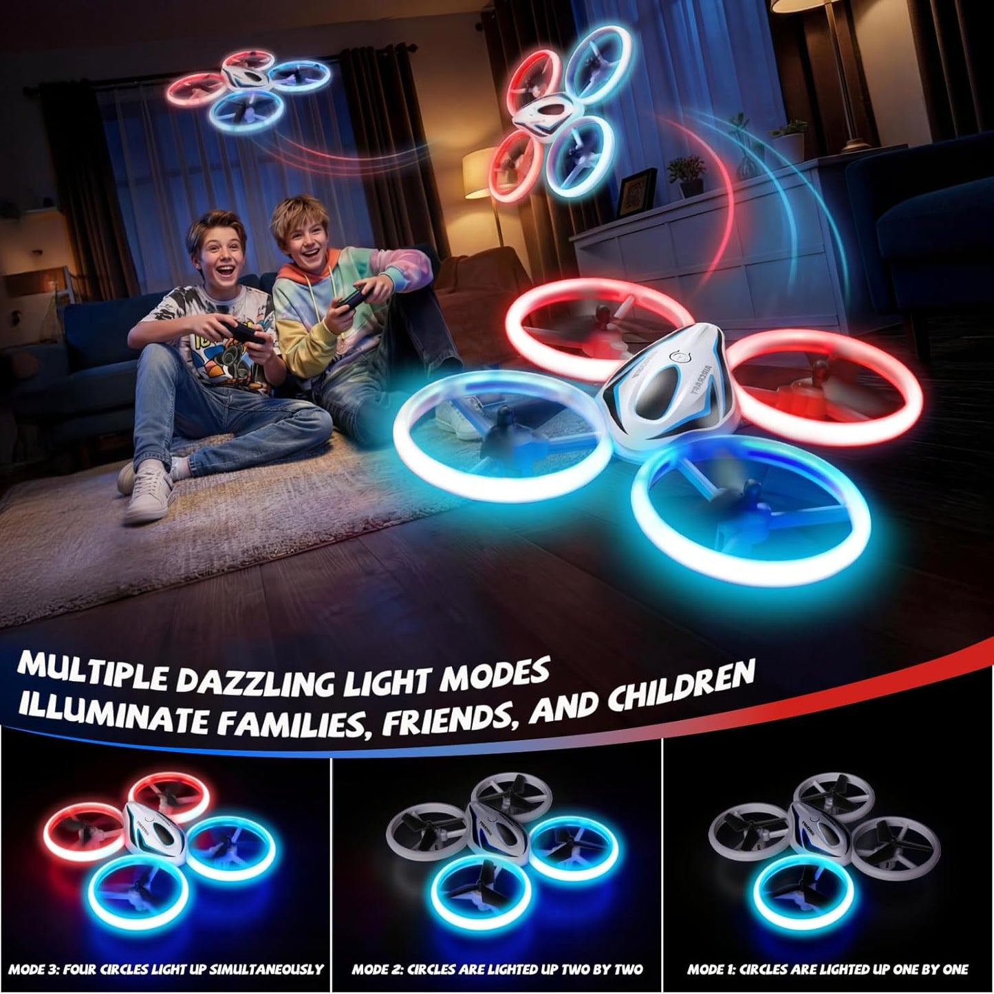 Drone for Kids & Adult, 3 Batteries 24 Min Flight Time, Anti-Collision RC Quadcopter w/ LED Light, Altitude Hold, Easy to Fly Kids Gifts for Boys & Girls Ages 14+