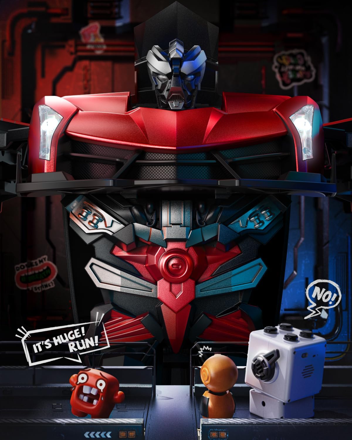 V992 Transform Remote Control Robot RC Cars 2-in-1 Robot Toy Car with Sound & Light,Gesture Sensing,Automatic Deformation (Red)