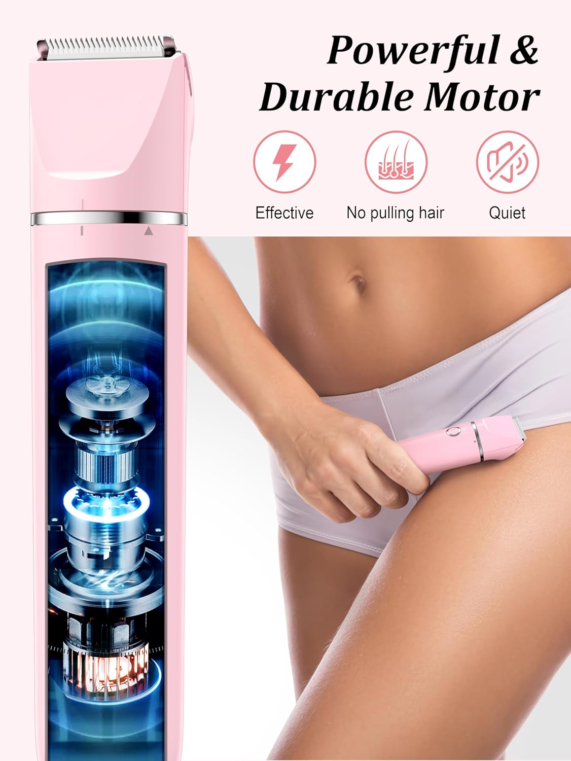 Bikini Trimmer and Shaver Kit  - 2-in-1 Wet/Dry Electric Body Hair Trimmer Facial Hair Removal Cordless Waterproof - (Pink)