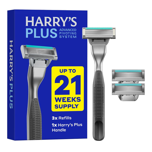 Razor Shaving Kit for Men - Premium Handle and 3 Razor Blade Cartridges - Advanced Pivoting System - Onyx
