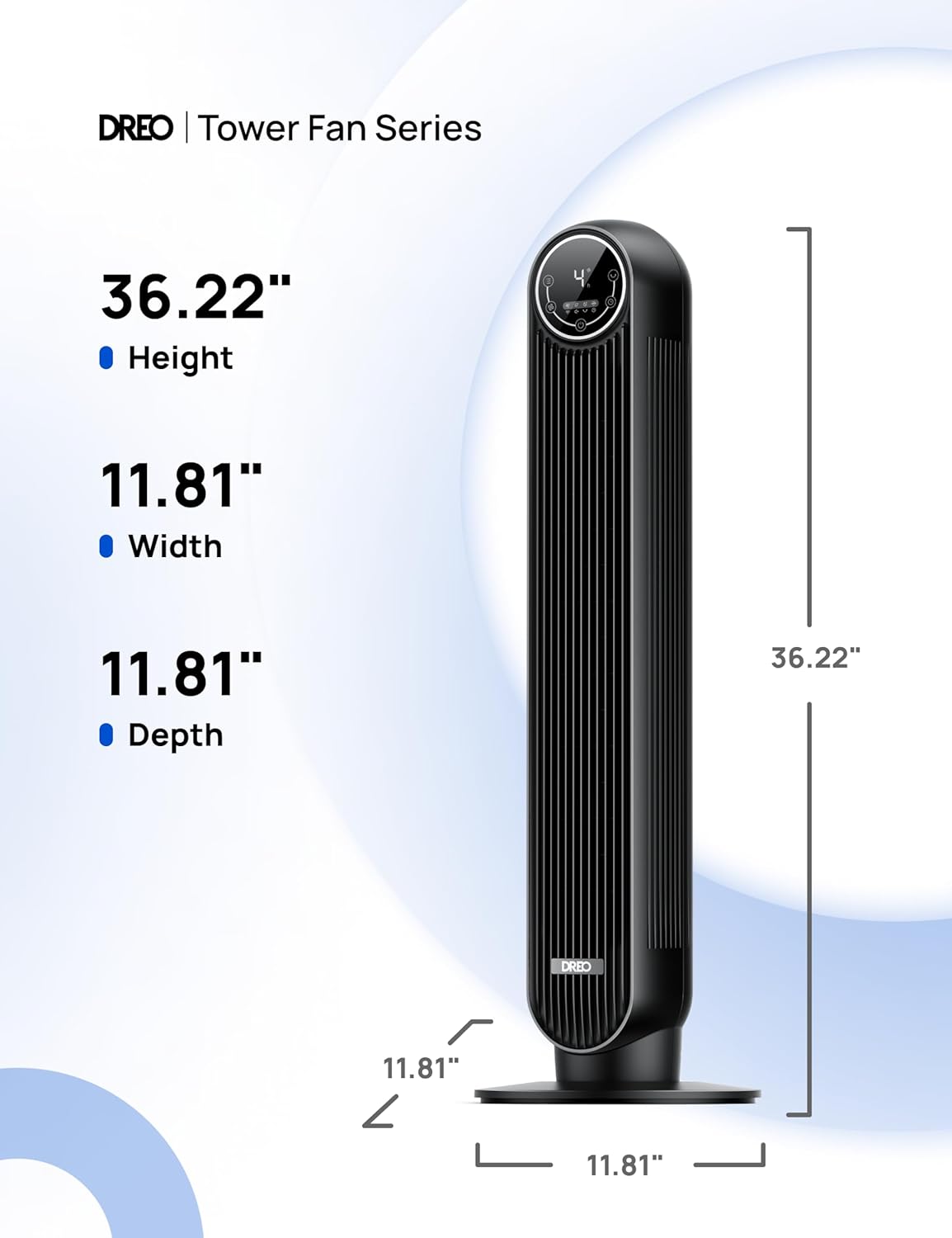 Toringwaaier 25vt/s Snelheid Stil Vloerwaaier, 90° Ossillerend met 4 Snelhede, 4 Modusse, 8H Tydhouer - Swart