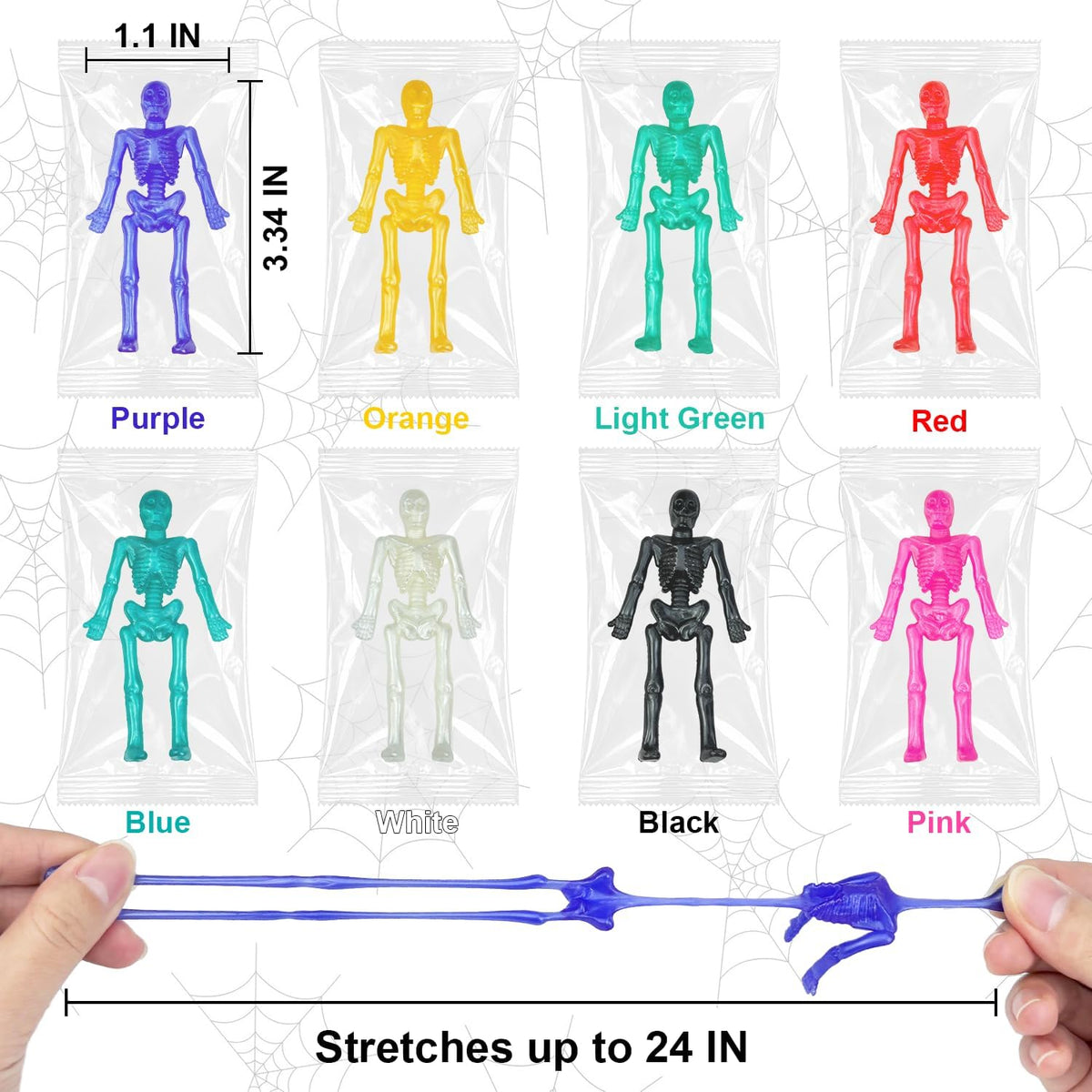 Halloween Goodie Bag Boo Basket Stuffers 36 PCS,Mini Stretchy Skeleton Toys