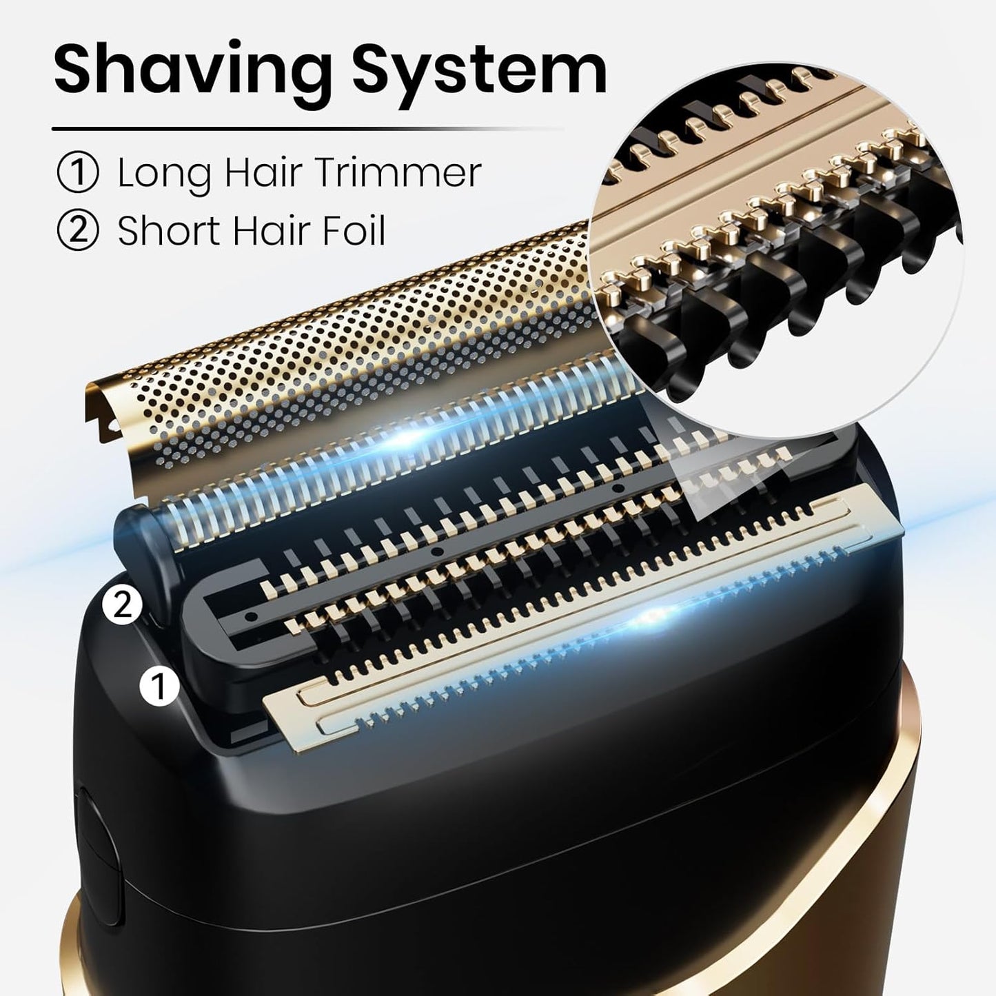 Electric Razor for Men, Foil Shaver with 2 Foil Heads, IPX7 Waterproof Electric Shaver, Wet Dry Cordless Razor, Chargeable&Portable Shavers for Men, Gold