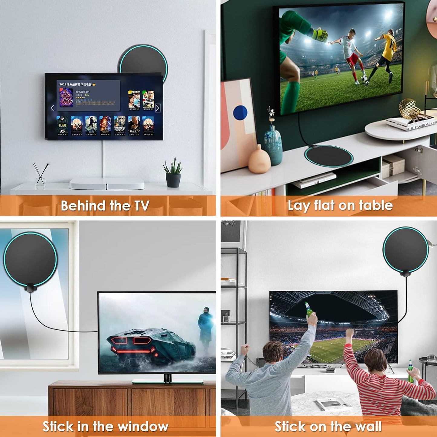 Digitale HDTV Antenne Langafstand 380 Myl Binnenshuise Versterkte Seinversterker