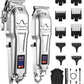 Hair Clippers for Men Professional, Barber Clippers and Trimmers Set, Cordless Hair Clippers for Hair Cutting Kit with LED Display, Electric Hair Trimmer, Gifts for Men, Silver
