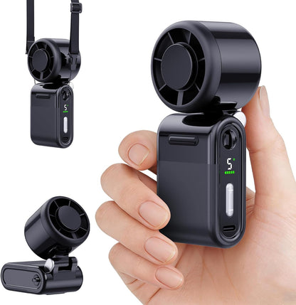 Mini Draagbare Handheld Turbo Fan 5-Spoed Herlaaibaar - Swart