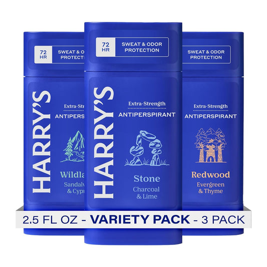 Extra-Strength Antiperspirant Deodorant, Sweat & Odor Control for Men, Variety Pack - Stone, Redwood, Wildlands, 2.5 oz (Pack of 3)
