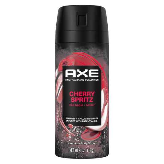 Axe Deodorant Body Spray Cherry Spritz Fine Fragrance Aluminum Free - 4.0 oz (Pack of 3)